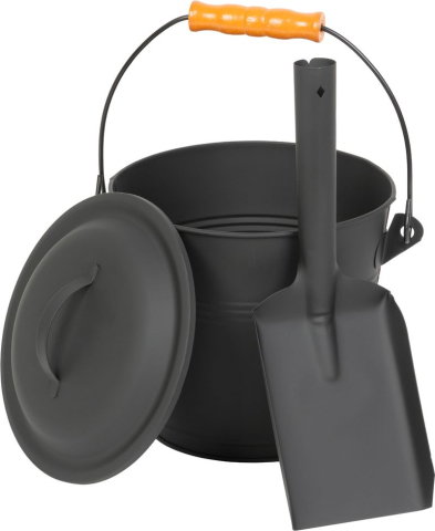 Incalzire si racire - Găleată pentru cenușă cu lopățică Strend Pro, metal, 5,5 L, 21,5 × 19,5 cm, negru