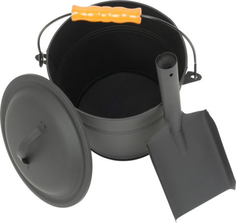 Găleată pentru cenușă cu lopățică Strend Pro, metal, 5,5 L, 21,5 × 19,5 cm, negru [1]