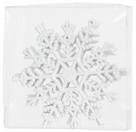 Glob de Craciun in forma de fulg de nea pentru impodobirea bradului, 6 buc, fulg de zapada, alb, pentru brad, 12 cm, MagicHome [1]
