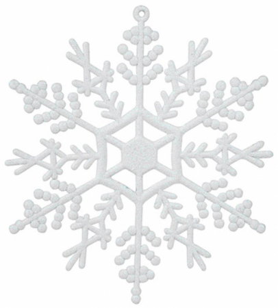 Glob de Craciun in forma de fulg de nea pentru impodobirea bradului, 6 buc, fulg de zapada, alb, pentru brad, 12 cm, MagicHome [0]