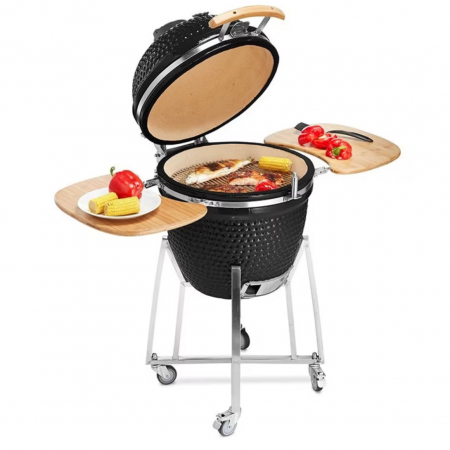 Gratar de gradina ceramic Kamado Egg negru,130x73x122 cm [12]