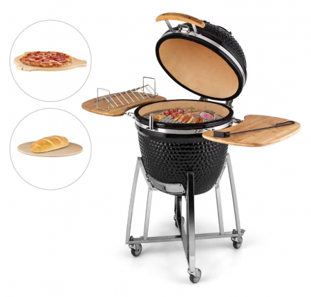 Gratar de gradina ceramic Kamado Egg negru,130x73x122 cm [13]