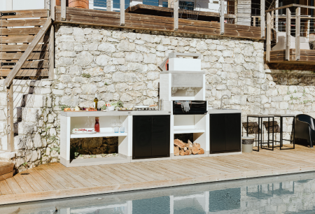 Gratar pentru gradina, Barbecue Venit Flex Plus, din beton, 78 × 47 × 185 cm [2]