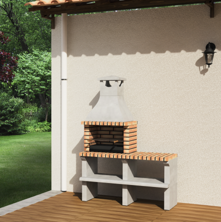 Gratar pentru gradina sines XL cu masa de lucru din beton si caramida, 144 × 58 × 200 cm [2]