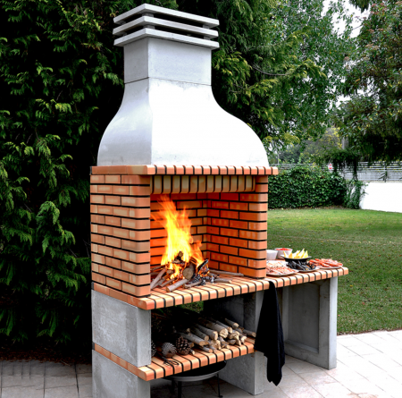 Gratar pentru gradina sines XL cu banc de lucru din beton si caramida, 178 × 70 × 255 cm [4]