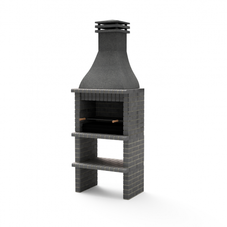 Gratar pentru gradina Tuozi Barbecue Taos Plus din beton si otel, negru, 76 × 58 × 214 cm [0]