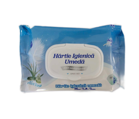 Servetele umede - Hârtie igienică umedă Monuk’all cu Aloe Vera, 40 buc, biodegradabilă, fără alcool