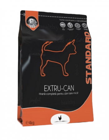 Articole animale - Hrana uscata pentru caini adulti de talie mica si foarte mica, Extru Can, cu pui, 4 Kg