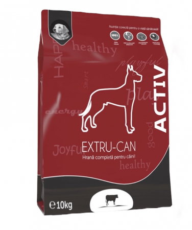 Articole animale - Hrana uscata pentru caini adulti foarte activi Extru Can, cu vita, 10 Kg