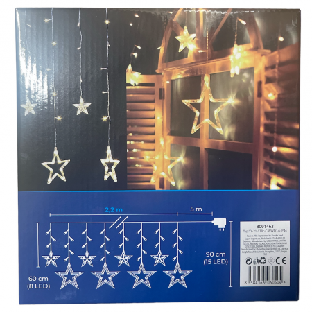 Instalatie luminoasa cu stelute tip cortina, MagicHome, 138 leduri, lumina calda, 230V, 50 Hz, 8 functii, 2.2x0.6/0.9 m [6]