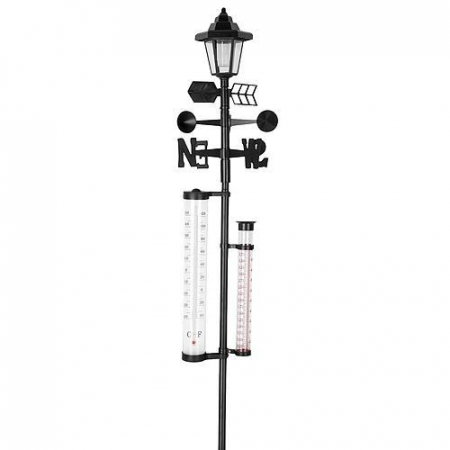 Gradina - Lampa solara cu statie meteo, 5 in 1, Strend Pro SWS29, termometru, directia vantului, indicator ploaie, 160 cm