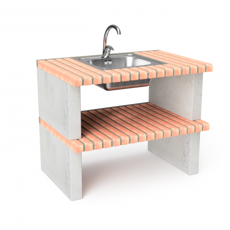 Mobilier gradina - Modul pentru gradina chiuveta Calpe 105 din beton si caramida, 120 × 77 × 80 cm