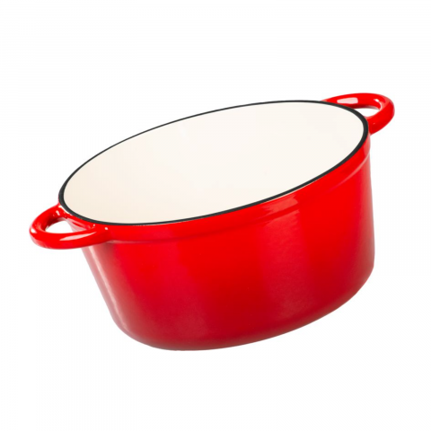 Oală fontă emailată 4L MagicHome cu capac 24 cm roșie [1]