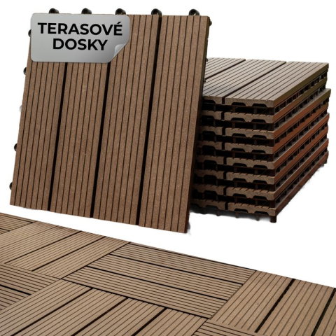Podea de grădină din plastic, set 9 buc, 31x31cm, maro închis, Strend Pro [8]