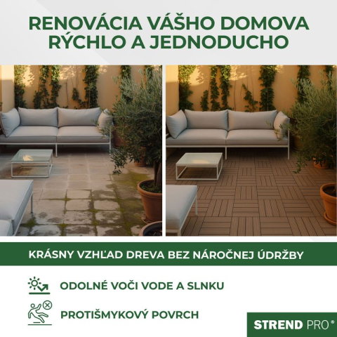 Podea de grădină din plastic, set 9 buc, 31x31cm, maro închis, Strend Pro [1]