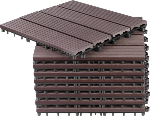 Accesorii pentru gradina - Podea de grădină din plastic, set 9 buc, 31x31cm, maro închis, Strend Pro