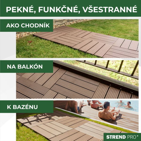 Podea de grădină din plastic, set 9 buc, 31x31cm, maro închis, Strend Pro [4]