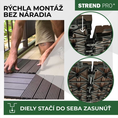 Podea de grădină din plastic, set 9 buc, 31x31cm, maro închis, Strend Pro [5]