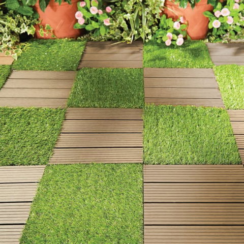 Podea de grădină din plastic, set 9 buc, 31x31cm, maro închis, Strend Pro [9]