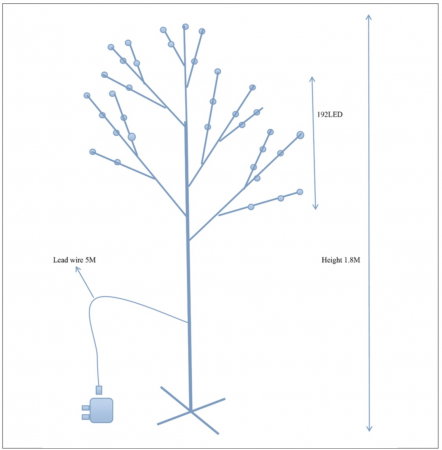 Pom decorativ luminat, MagicHome, tip CIRES inflorit, 192 LED-uri, lumina calda, inaltime 1.80 metrii, 230 V, 50 Hz, IP44 [2]