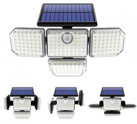 Proiector led 9W cu panou solar si baterie de 2400mAh, IP65, 171 leduri, 20x29x10 cm, Izoxis [4]