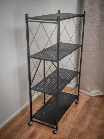 Raft depozitare pliabil cu roți MagicHome, metalic, 4 polițe, 127x72x34 cm, max. 200 kg [5]