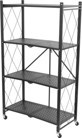 Rafturi - Raft depozitare pliabil cu roți MagicHome, metalic, 4 polițe, 127x72x34 cm, max. 200 kg
