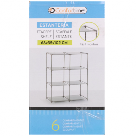 Raft metalic cu polite din material textil pentru depozitare, 4 polite, 68x35x102cm, Confortime [1]