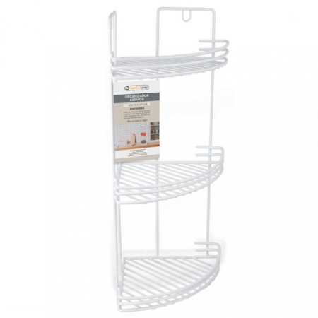 Suporturi si accesorii de baie - Raft pentru baie si bucatarie, suspendat, metalic, 3 rafturi, alb, 49x24.5x19.5 cm, Confortime