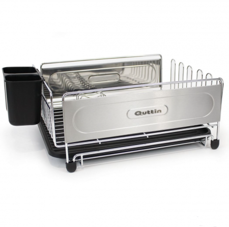 Uscator vase cu tavita si suport pentru tacamuri, inox, 36.5 x 30 x 15.5 cm, Quttin [0]
