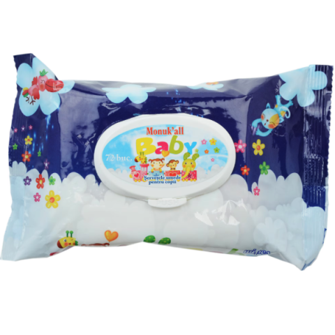 Curatenie - Servetele umede pentru copii Monuk All Baby Blue, pachet cu 72 bucati