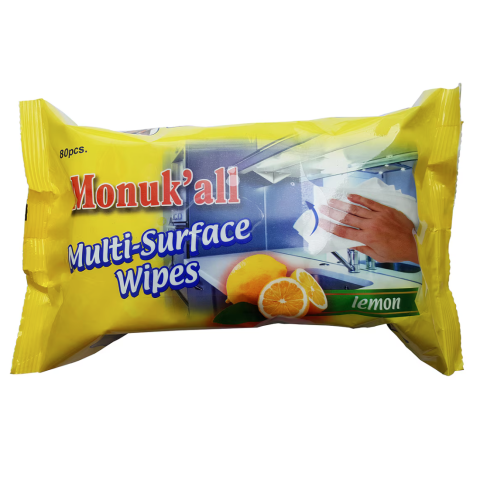 Curatenie - Servetele umede pentru suprafete lavabile Monuk’All, parfum citrice, 80 buc/set