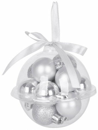 Set 12 globuri argintii pentru bradul de Craciun, diametru 3 cm, material plastic, MagicHome [0]
