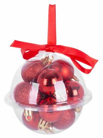 Set 12 globuri rosii pentru bradul de Craciun, diametru 3 cm, material plastic, MagicHome [0]