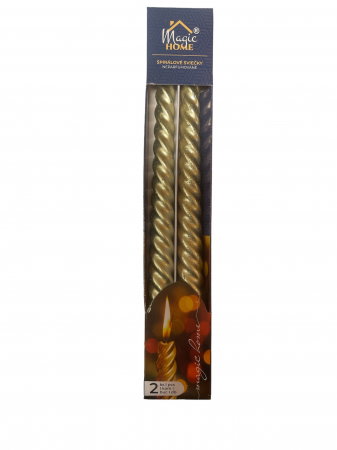 Set 2 lumanari inalte spiralate, champagne gold, 25 cm inaltime, MagicHome [1]