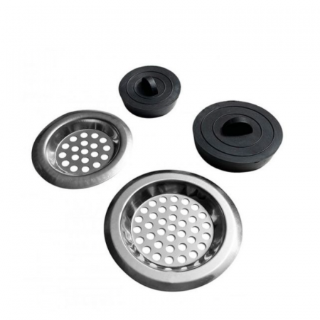 Set 2 site din inox + 2 dopuri de cauciuc pentru chiuvete, cazi, bideuri, Wooow