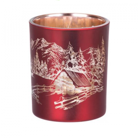 CRACIUN - Set 2 suporturi de lumanare decorativ pentru Craciun, rosu, MagicHome, 6x7x25 cm