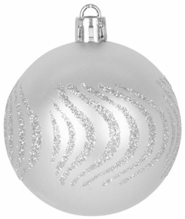 Set 21 globuri si varf pentru bradul de Craciun, argintiu, diametru 6 cm, MagicHome [2]