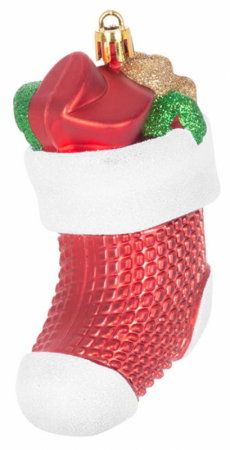 Set 3 globuri in forma de ciorapi de craciun cu cadouri, MagicHome, 11 cm, rosu [1]