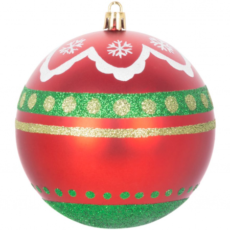 Set 4 globuri pentru bradul de craciun, MagicHome, rosu/alb/verde, 10 cm diametru [1]