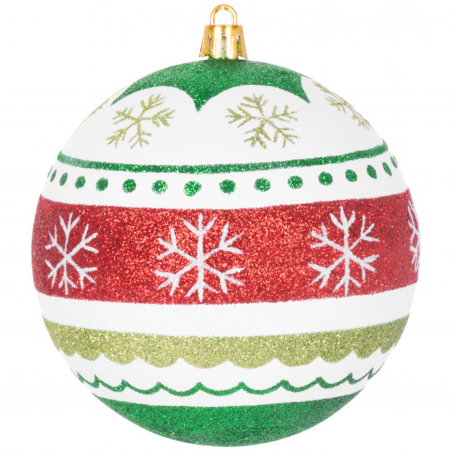 Set 4 globuri pentru bradul de craciun, MagicHome, rosu/alb/verde, 10 cm diametru [3]