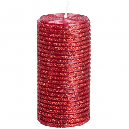 Lumanari si candele - Lumanare decorativa rosie cu sclipici, MagicHome de craciun 5x9.5 cm
