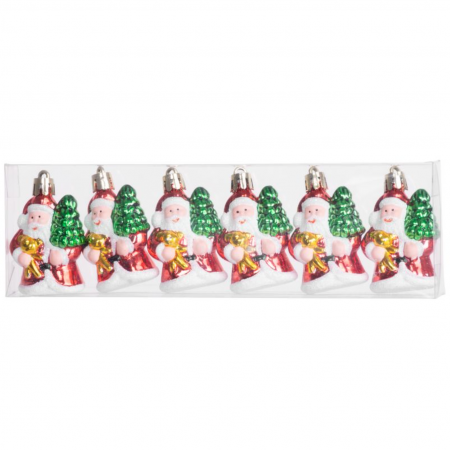 Set 6 globuri pentru bradul de craciun in forma de mos craciun, 6 cm, MagicHome [0]