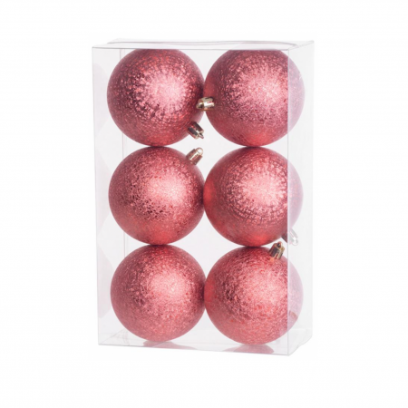 Set 6 globuri pentru bradul de Craciun MagicHome, roz, pentru brad, 8 cm [0]