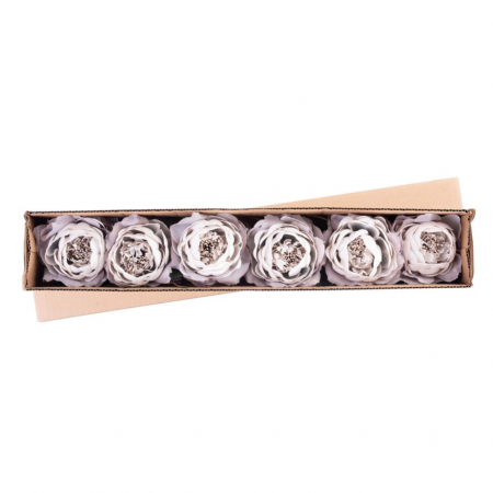Set 6 trandafiri roz decorativi pentru bradul de craciun, diametru floare 11 cm, lungime 22 cm, MagicHome [1]