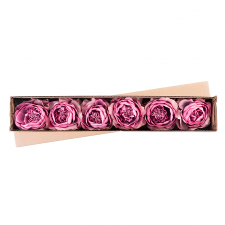 Set 6 trandafiri roz inchis decorativi pentru bradul de craciun, diametru floare 11 cm, lungime 22 cm, MagicHome [1]