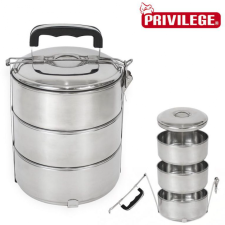 Set de 3 Cutii pentru Pranz Privilege Otel inoxidabil Stivuibil [1]