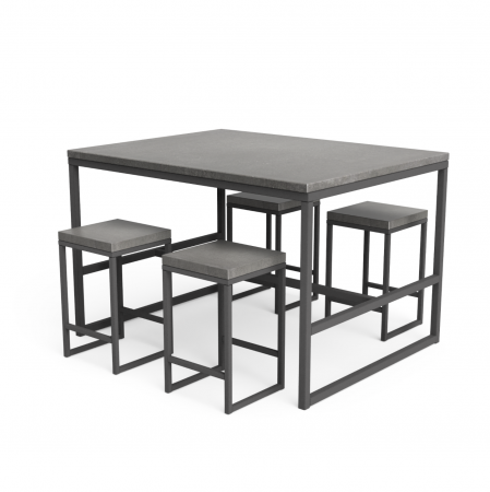 Set masa inalta de gradina din beton si metal, 118 × 90 × 77.5 cm, Tuozi [0]