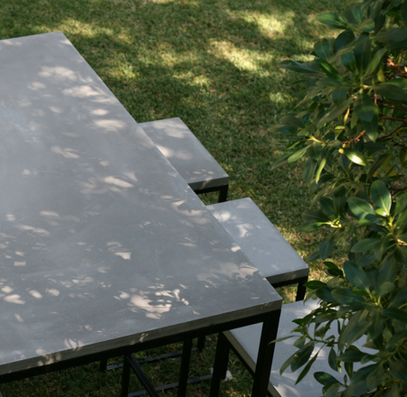 Set masa inalta de gradina din beton si metal, 190 × 172 × 74 cm, Tuozi [2]