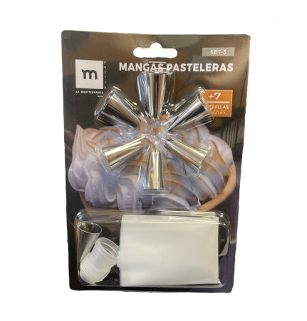 Set pos de ornat din silicon si 7 duiuri din inox pentru decorarea torturilor si prajiturilor, Alb [1]